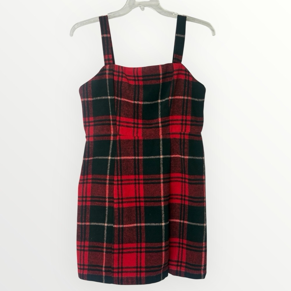 Copper Key Red‎ Plaid Jumper Zip Above Knee Dress Women's Large